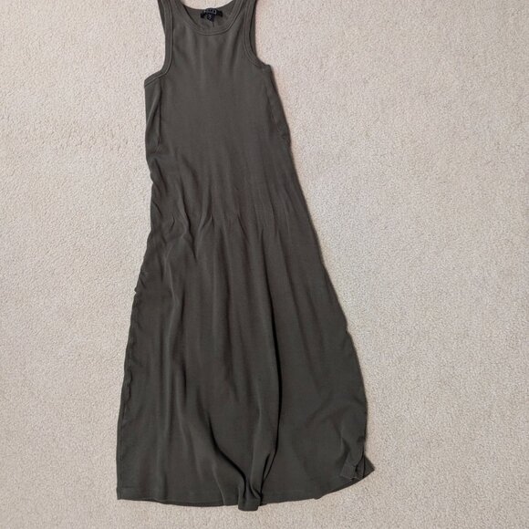 AYR The Metro Ribbed Knit Stretch Jersey Tank Midi Dress In Green Juice Size S - Picture 4 of 4